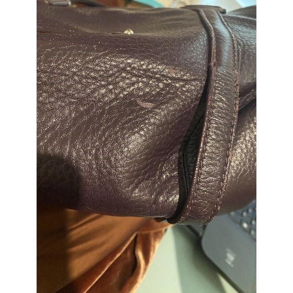 Cole Haan Gramercy Archer Purple Leather Shoulder Bag Handles Crossbody Strap - Picture 14 of 14